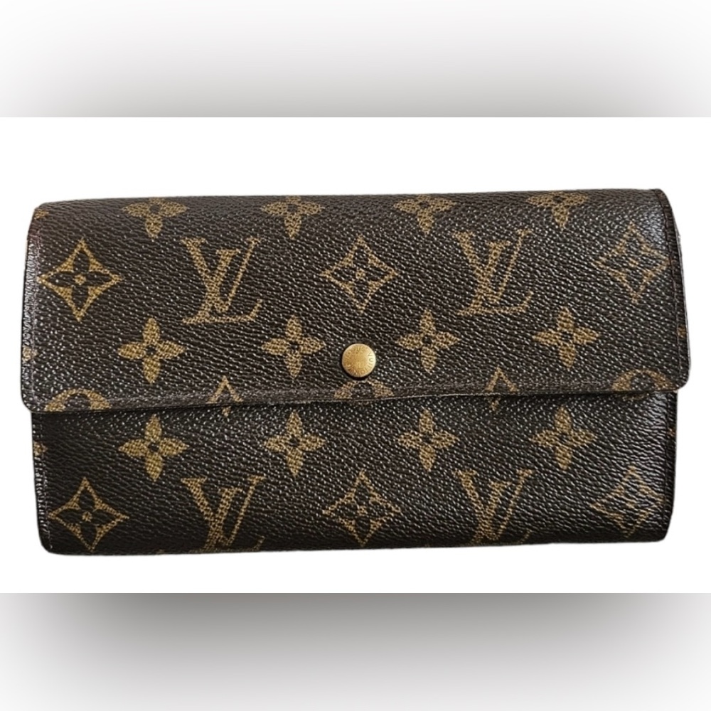 Authentic Vintage Louis Vuitton Classic Monogram Wallet in Brown and Gold